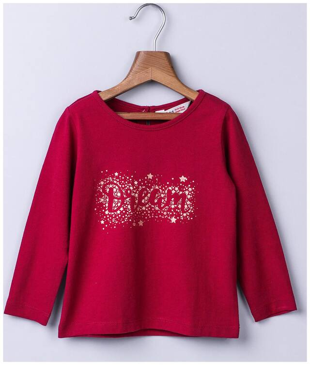 Beebay Cotton Printed T shirt for Baby Girl - Maroon