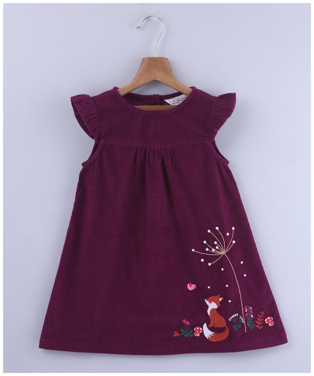 

Beebay Girls 100 Cotton Woven Fox Embroidered Dress (Purple)