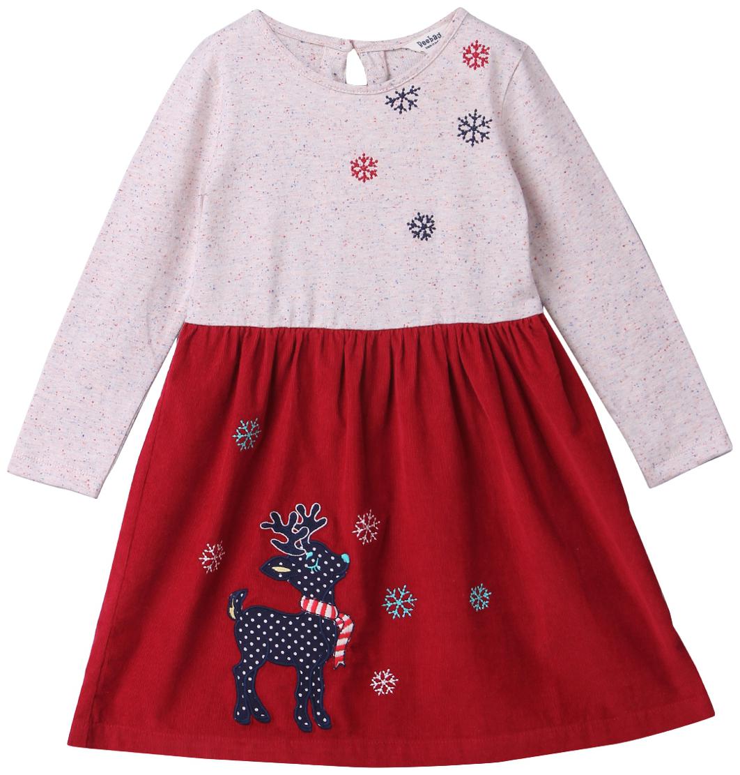 

Beebay Girls 100 Cotton Knitted Reindeer Applique Dress (Beige)