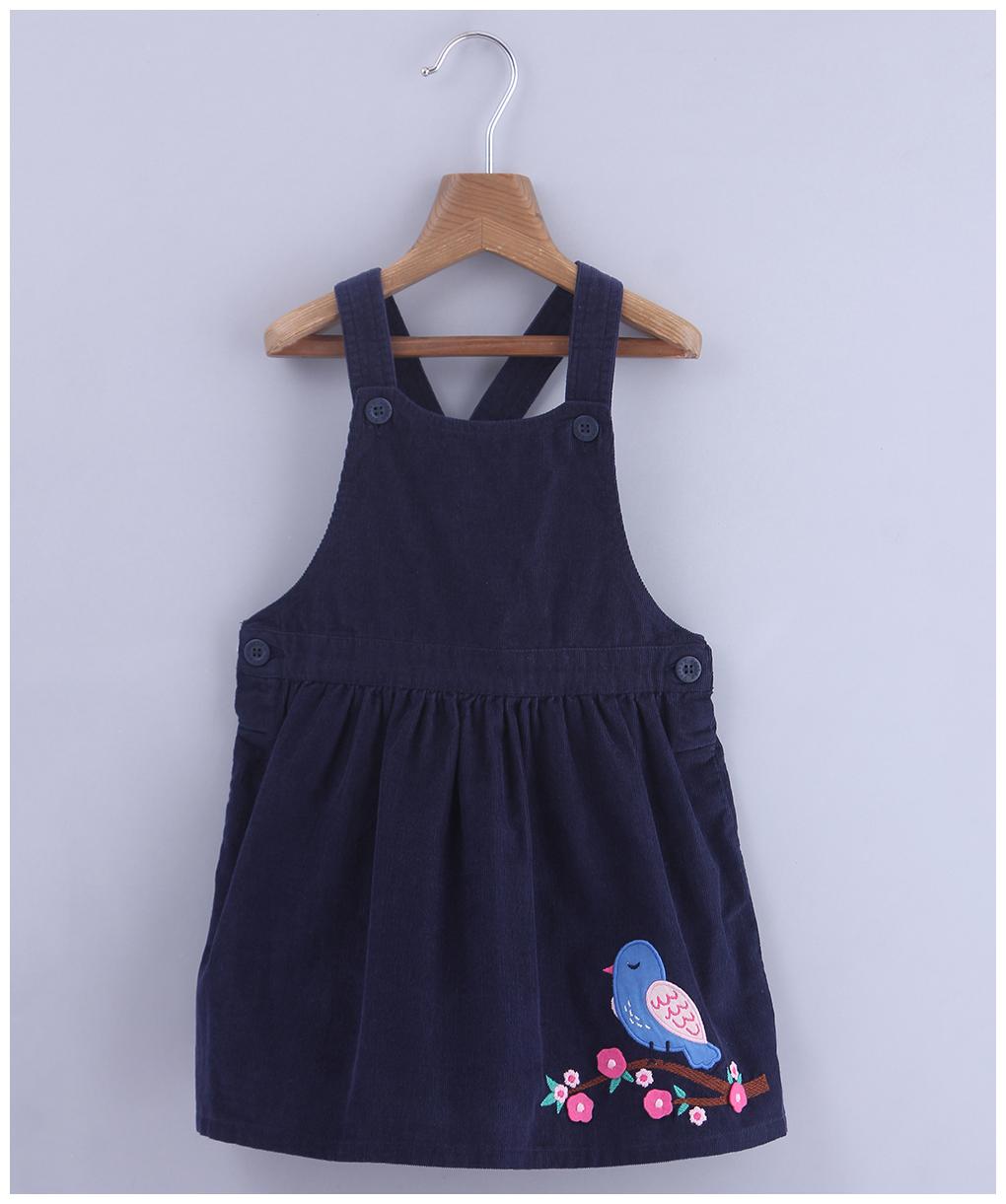 

Beebay Girls 100 Cotton Woven Bird Applique Pinafore Dress (Navy)