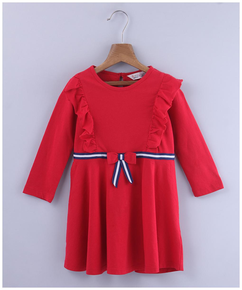 

Beebay Girls Cotton Knitted Fit And Flare Jersey Dress (Red)