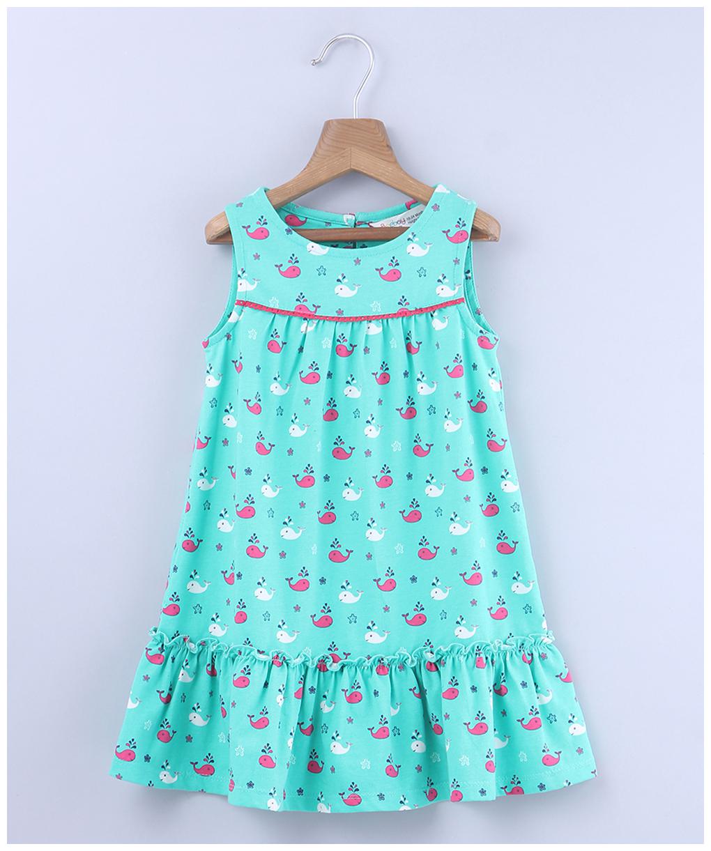 

Beebay Girls MIX Whale Print Frill dress (Green)