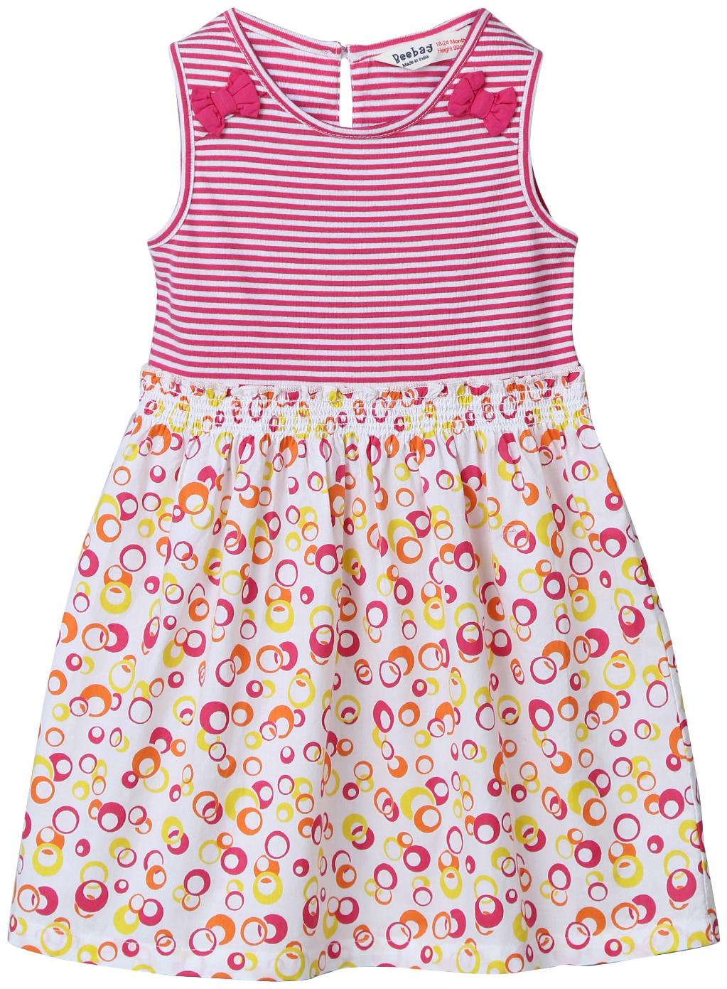 

Beebay Pink Cotton Sleeveless Above Knee Princess Frock ( Pack of 1 )