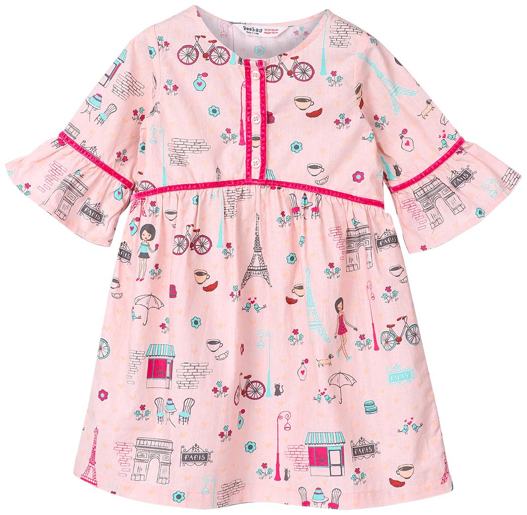 

Beebay Pink Cotton Short Sleeves Knee Length Princess Frock ( Pack of 1 )