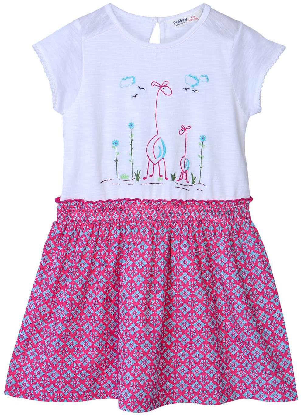 

Beebay White Cotton Short Sleeves Knee Length Princess Frock ( Pack of 1 )