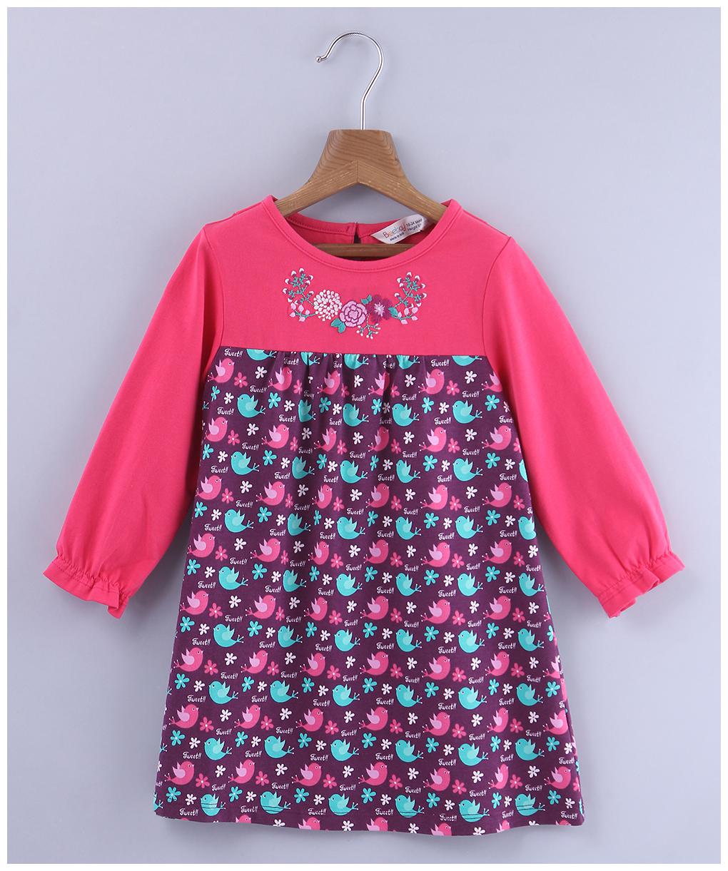 

Beebay Baby girl Blended Printed Princess frock - Purple