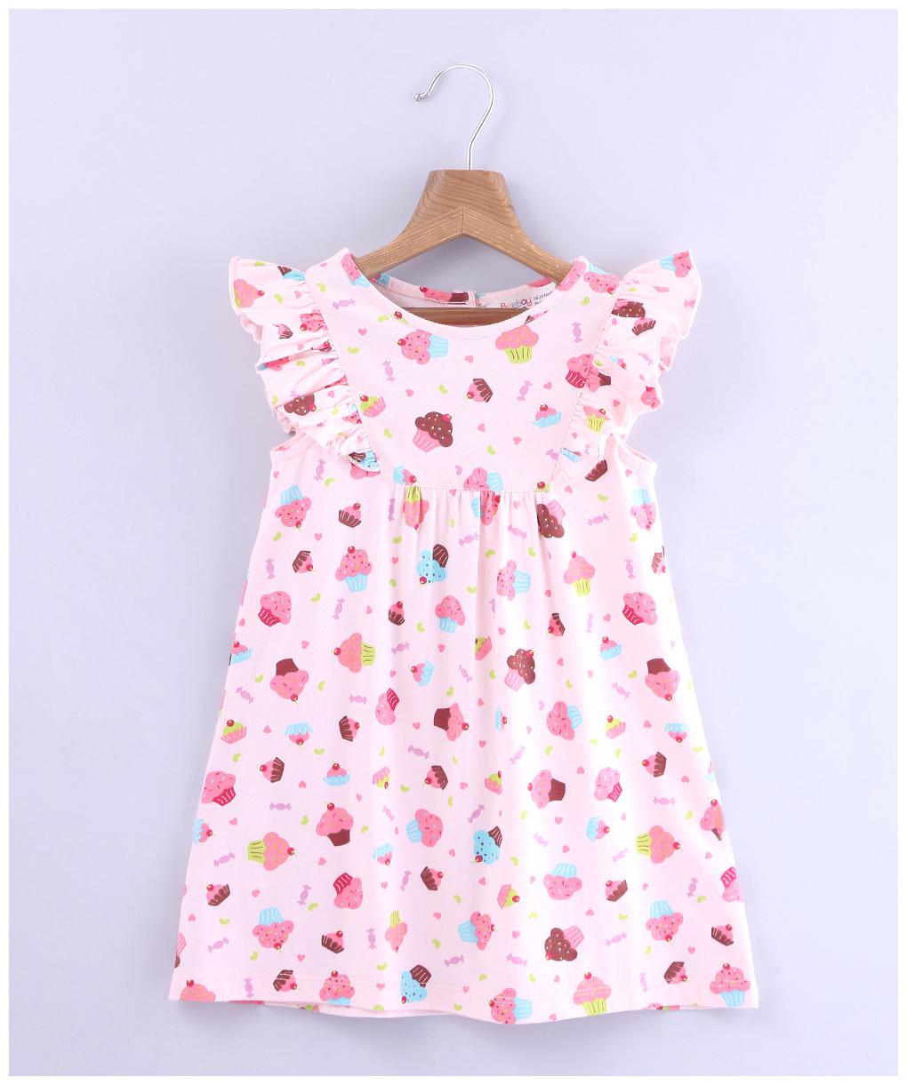 

Beebay Pink Cotton Blend Short Sleeves Knee Length Princess Frock ( Pack of 1 )