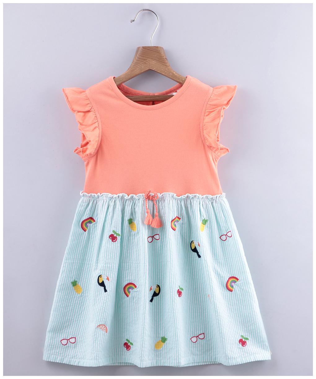 

Beebay Orange Cotton Sleeveless Knee Length Princess Frock ( Pack of 1 )