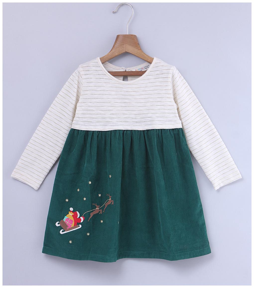 

Beebay Girls MIX Christmas Slay Embroidered Dress (Green)