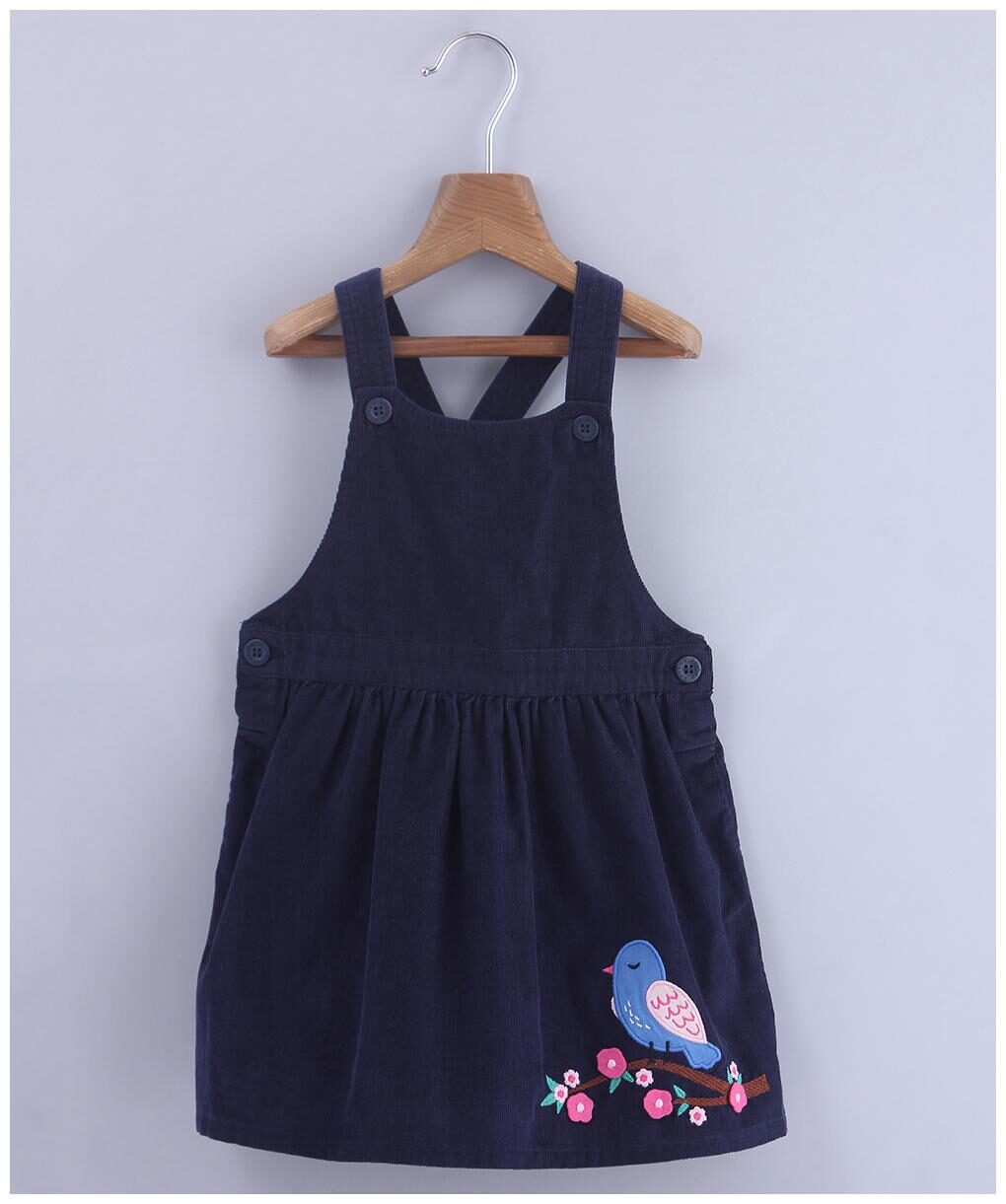 

Beebay Girls 100 Cotton Woven Bird Applique Pinafore Dress (Navy)