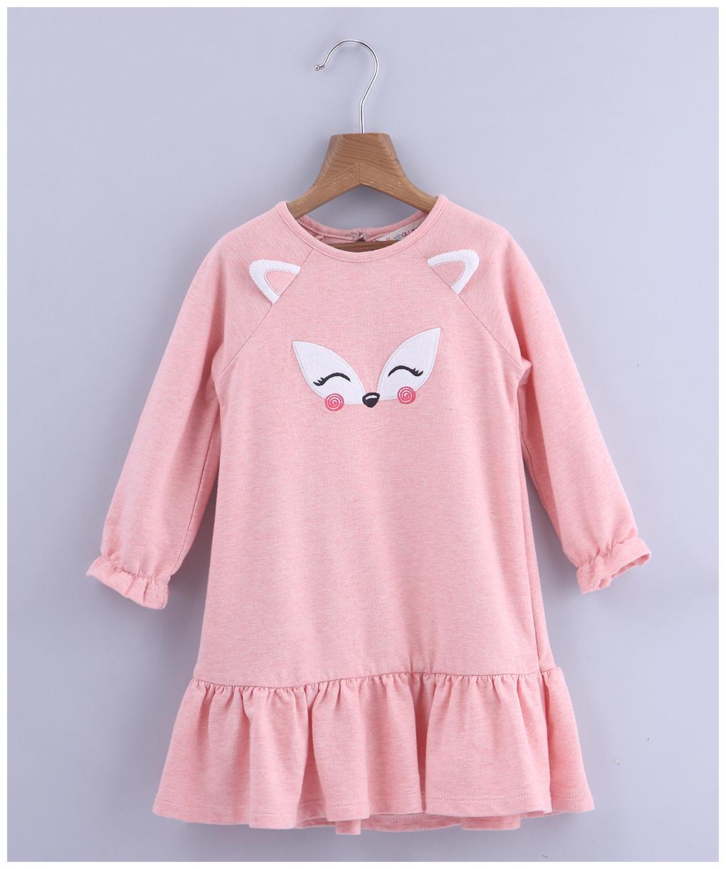 

Beebay Girls Cotton Knitted Fox Applique Dress (Lt Pink)