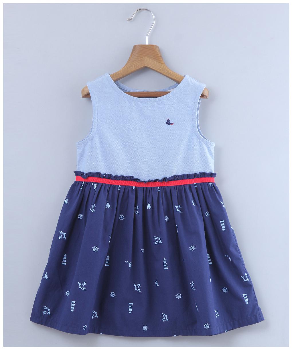 

Beebay Blue Cotton Sleeveless Knee Length Princess Frock ( Pack of 1 )