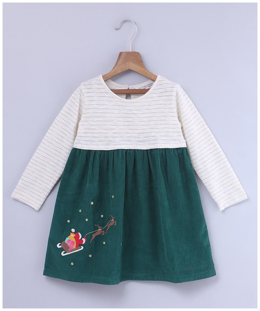 

Beebay Girls MIX Christmas Slay Embroidered Dress (Green)