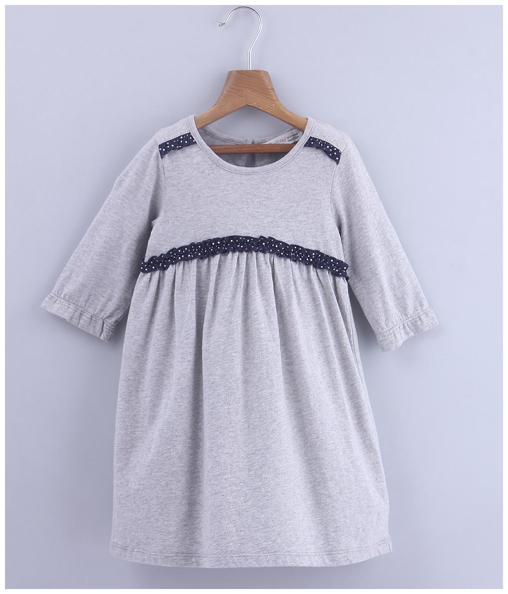 

Beebay Girls Cotton Knitted Frill Detail Jersey Dress (Grey)
