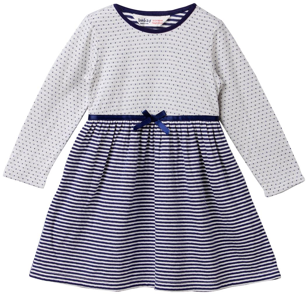 

Beebay Baby girl Striped Princess frock - Grey