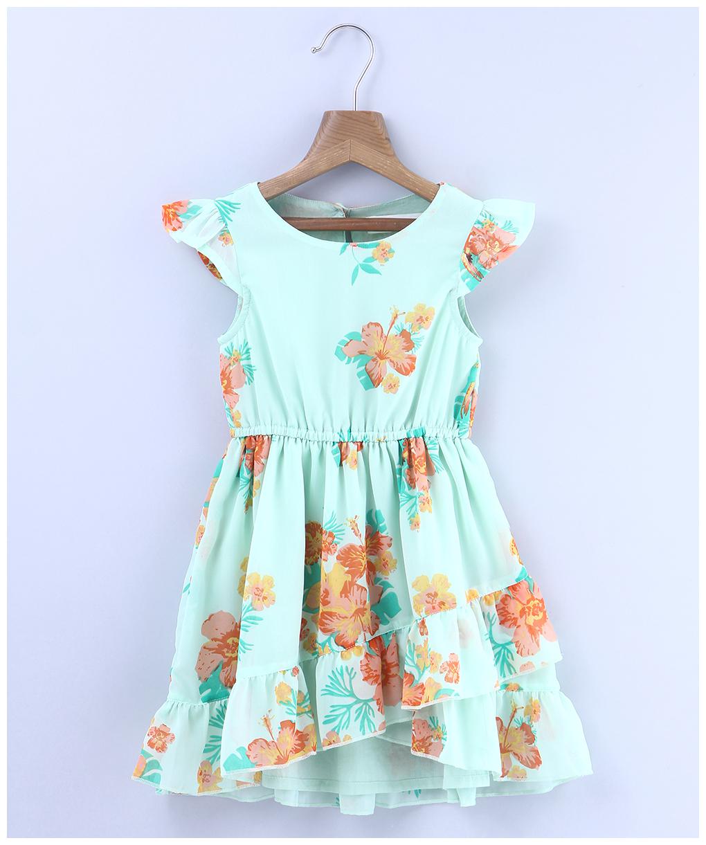 

Beebay Baby girl Polyester Printed Princess frock - Green
