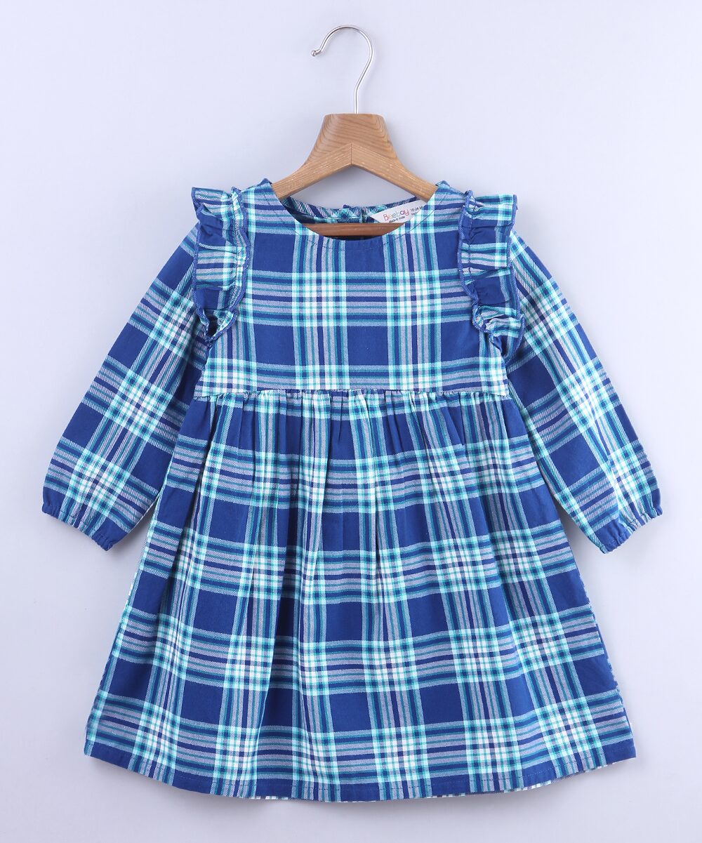 

Beebay Blue Cotton Full Sleeves Knee Length Princess Frock ( Pack of 1 )