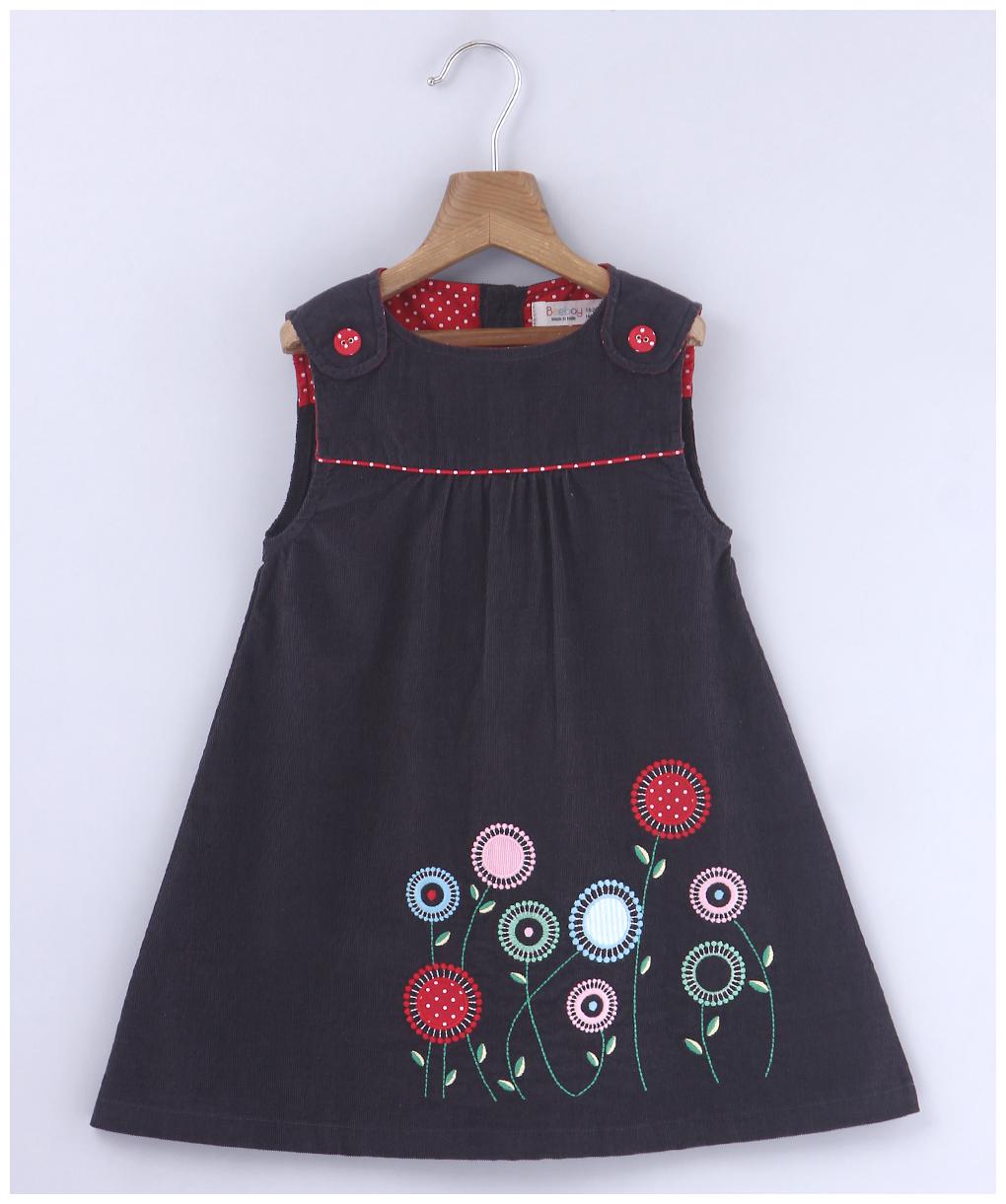 

Beebay Baby girl Cotton Floral Princess frock - Black