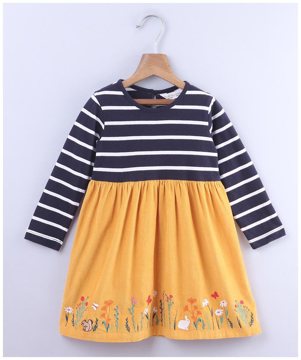 

Beebay Yellow Cotton Full Sleeves Knee Length Princess Frock ( Pack of 1 )