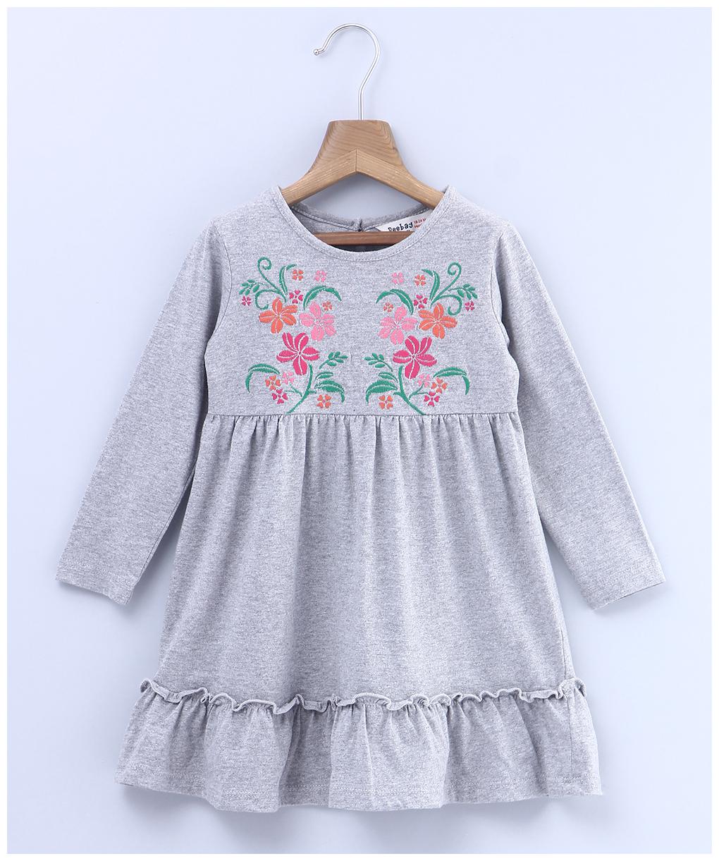 

Beebay Baby girl Cotton Floral Princess frock - Grey
