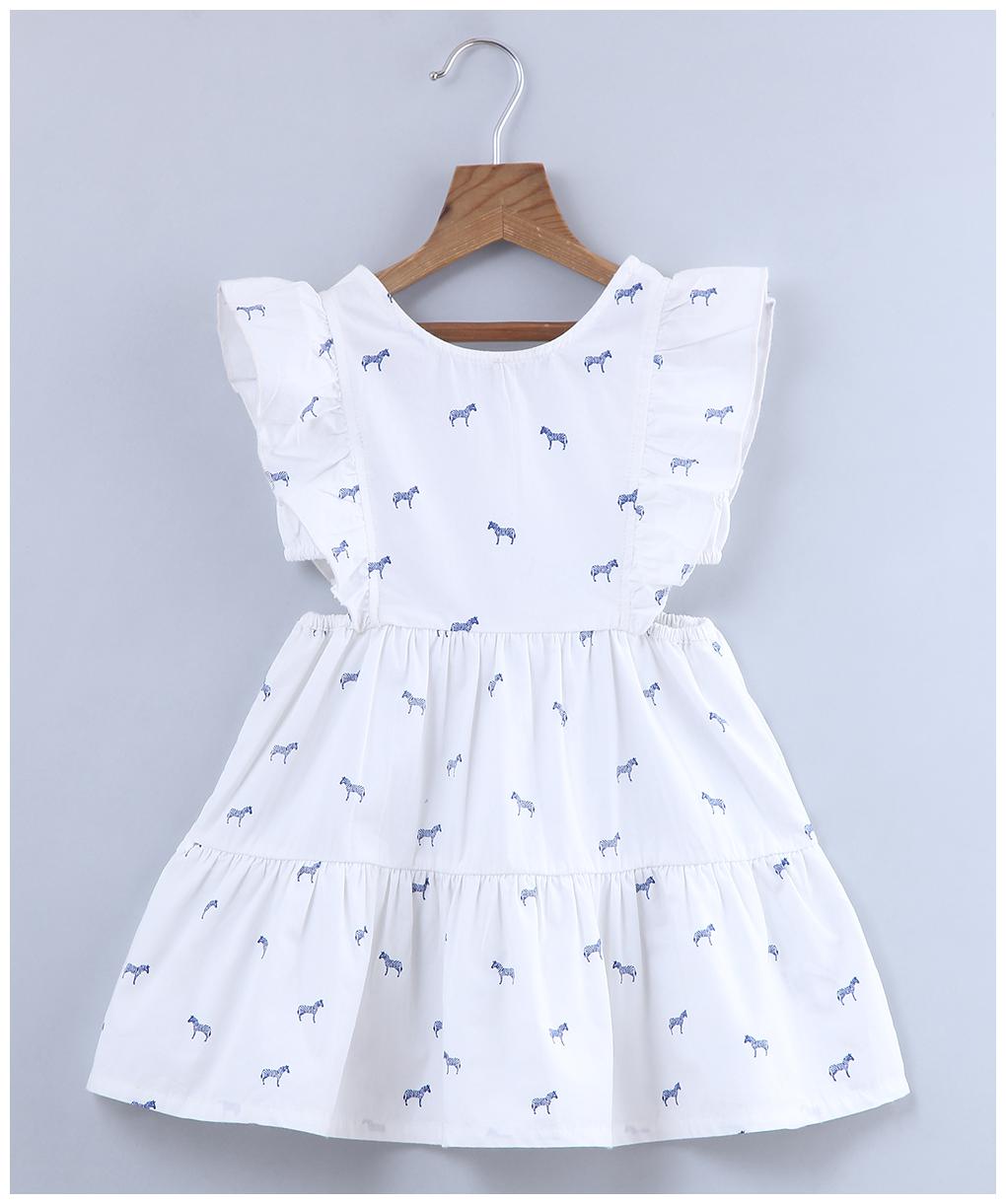 

Beebay Baby girl Cotton Printed Princess frock - White