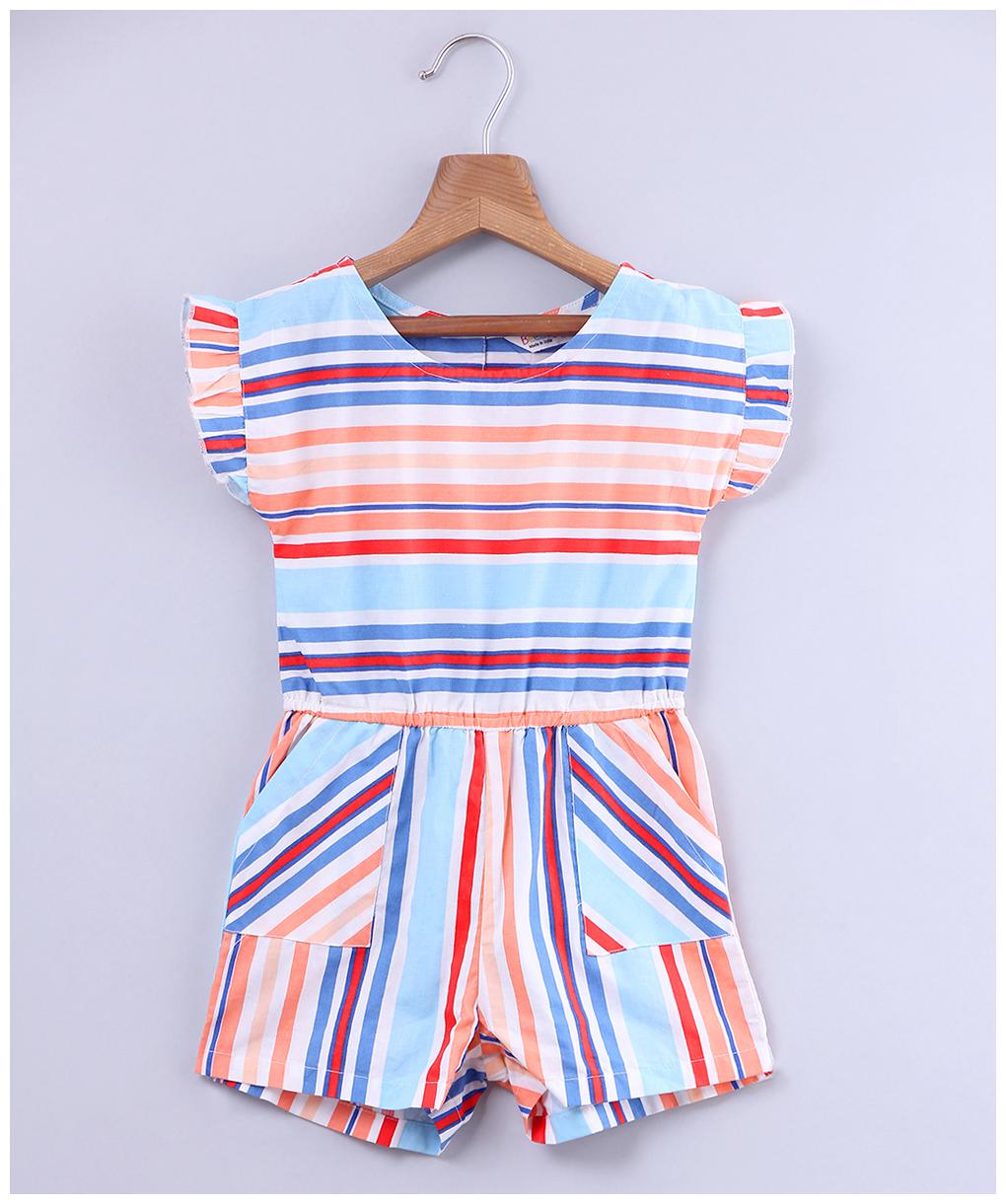 

Beebay Baby girl Cotton Striped Jumpsuit - Multi