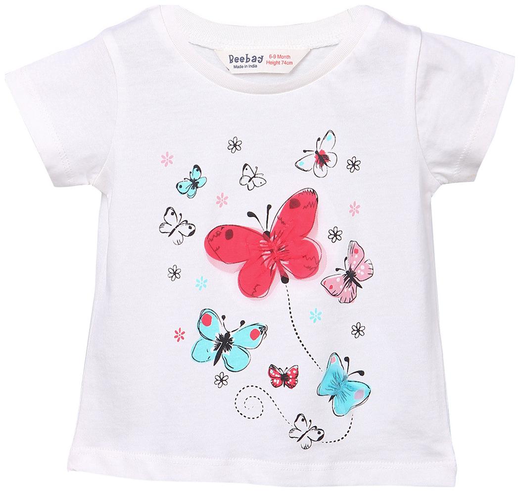 

Beebay Cotton Solid T shirt for Baby Girl - White