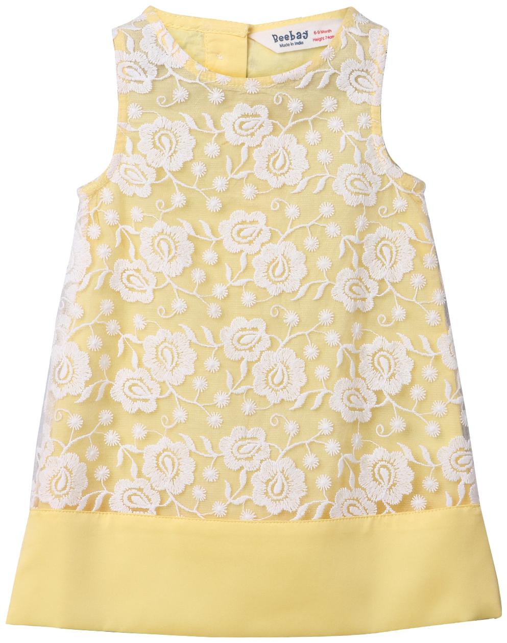 

Beebay Baby girl Blended Printed Princess frock - Yellow