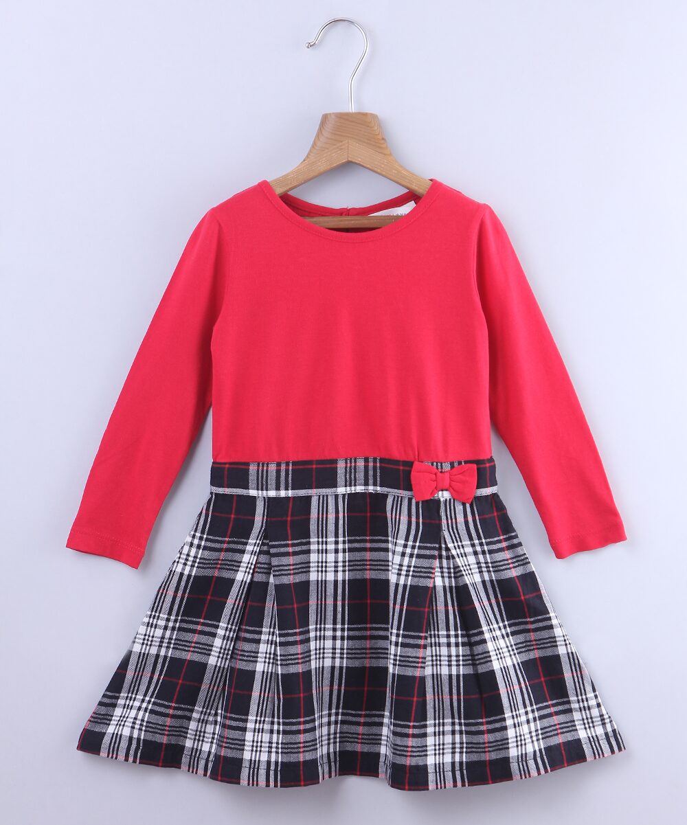 

Beebay Baby girl Cotton Checked Princess frock - Red