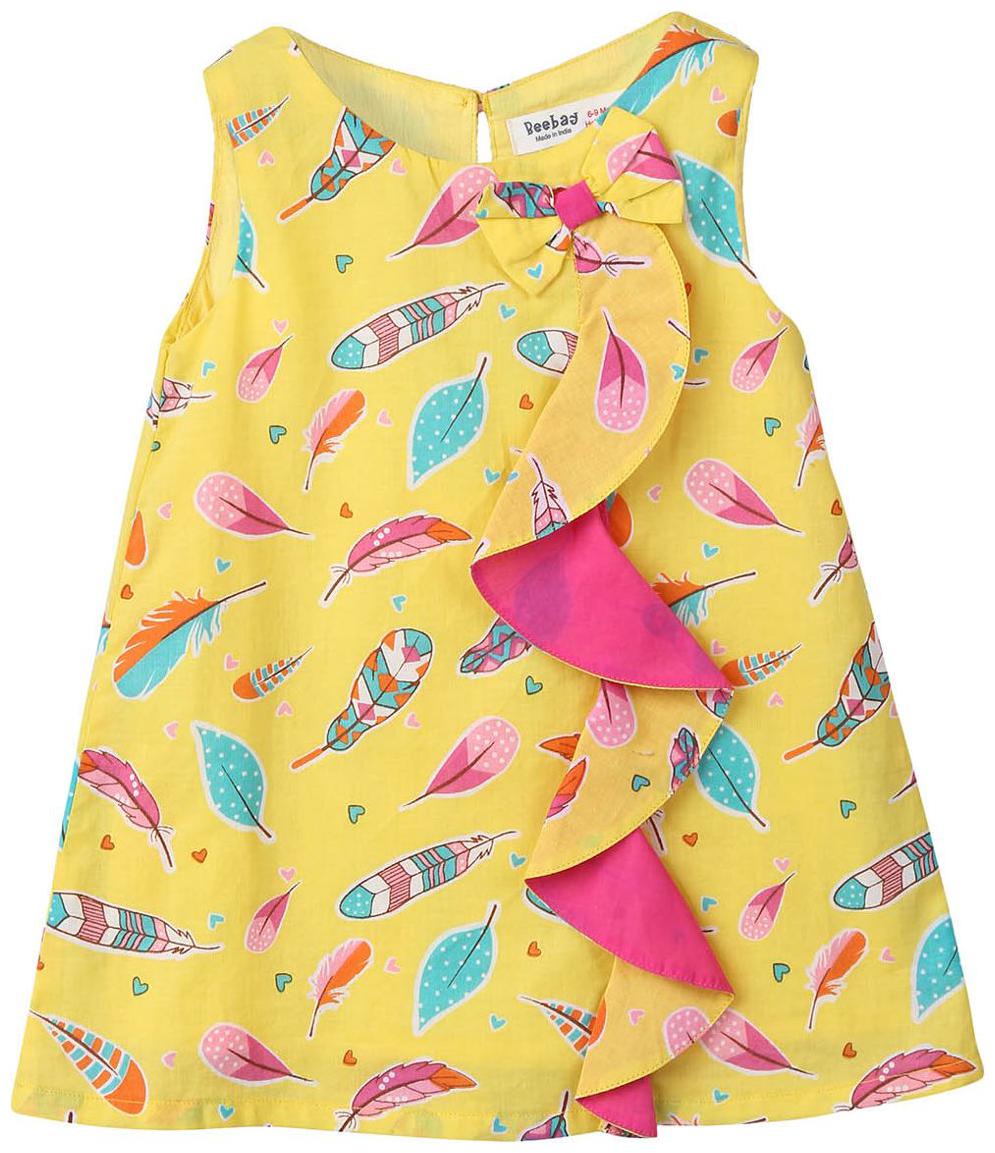

Beebay Baby girl Cotton Printed Princess frock - Yellow