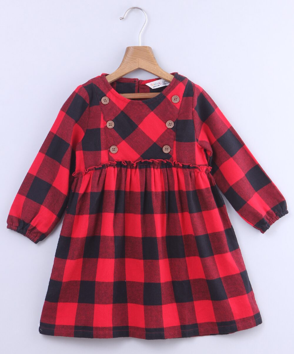 

Beebay Baby girl Cotton blend Checked Princess frock - Red