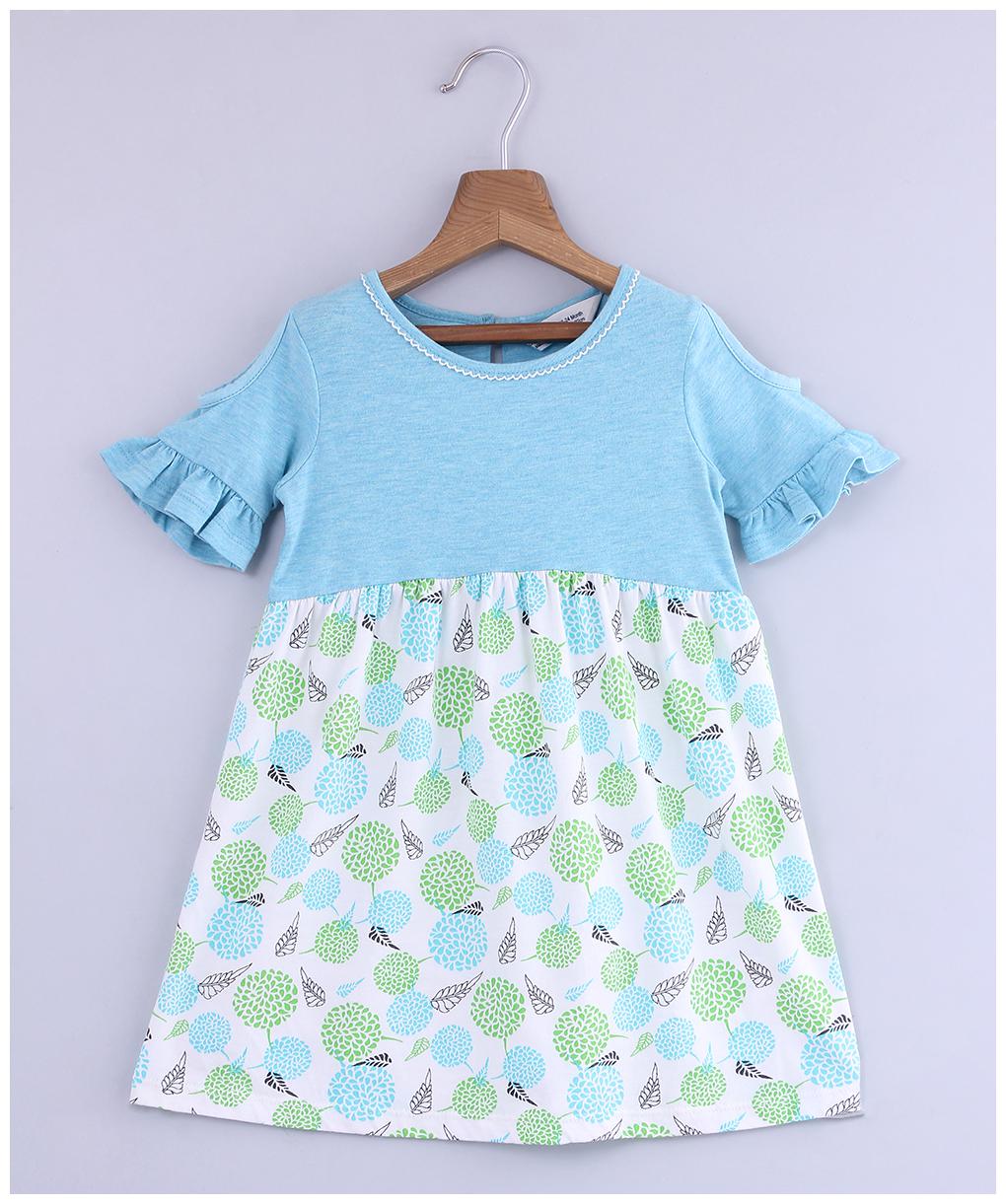 

Beebay Baby girl Blended Printed Princess frock - Blue