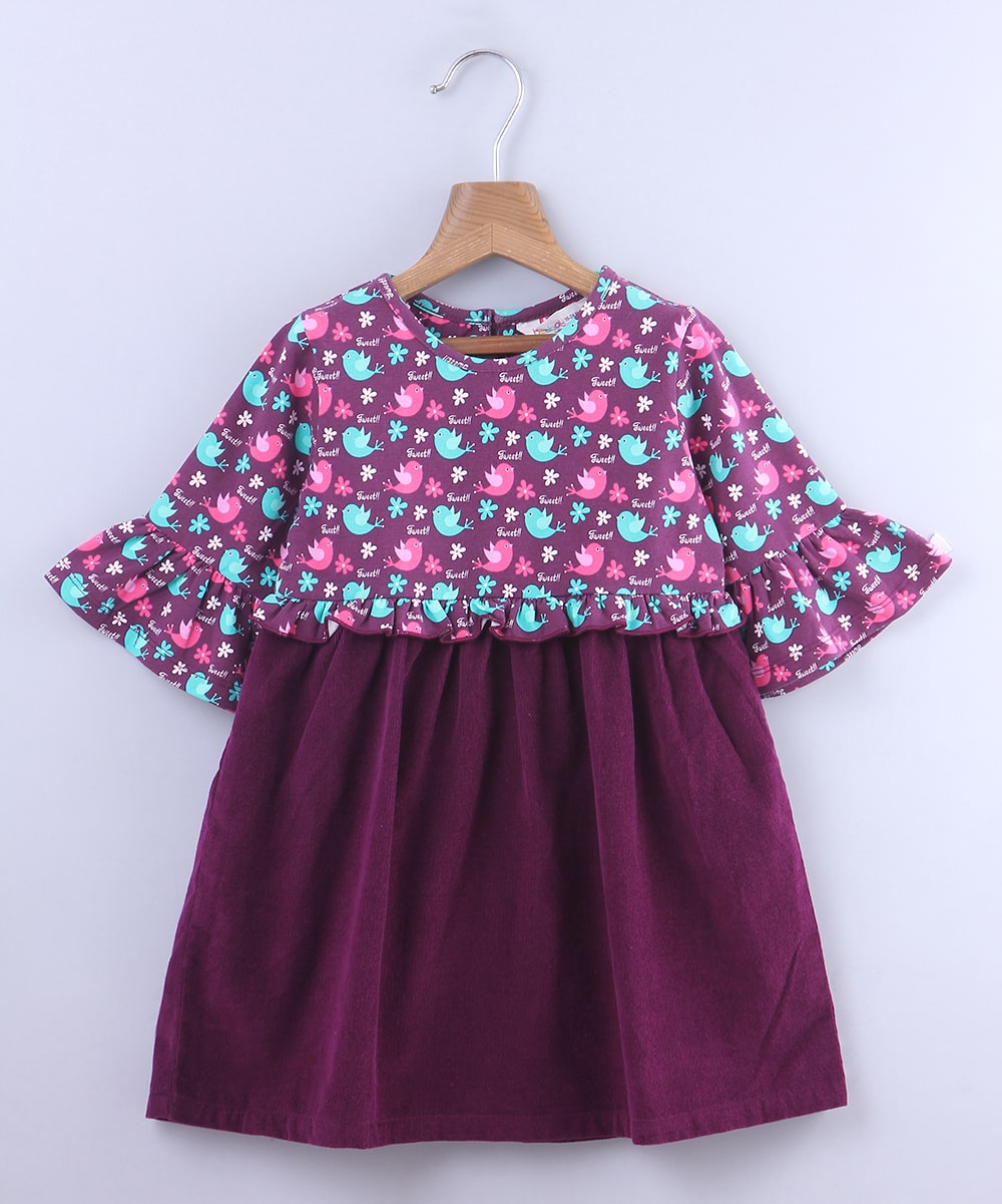 

Beebay Baby girl Cotton blend Printed Princess frock - Purple