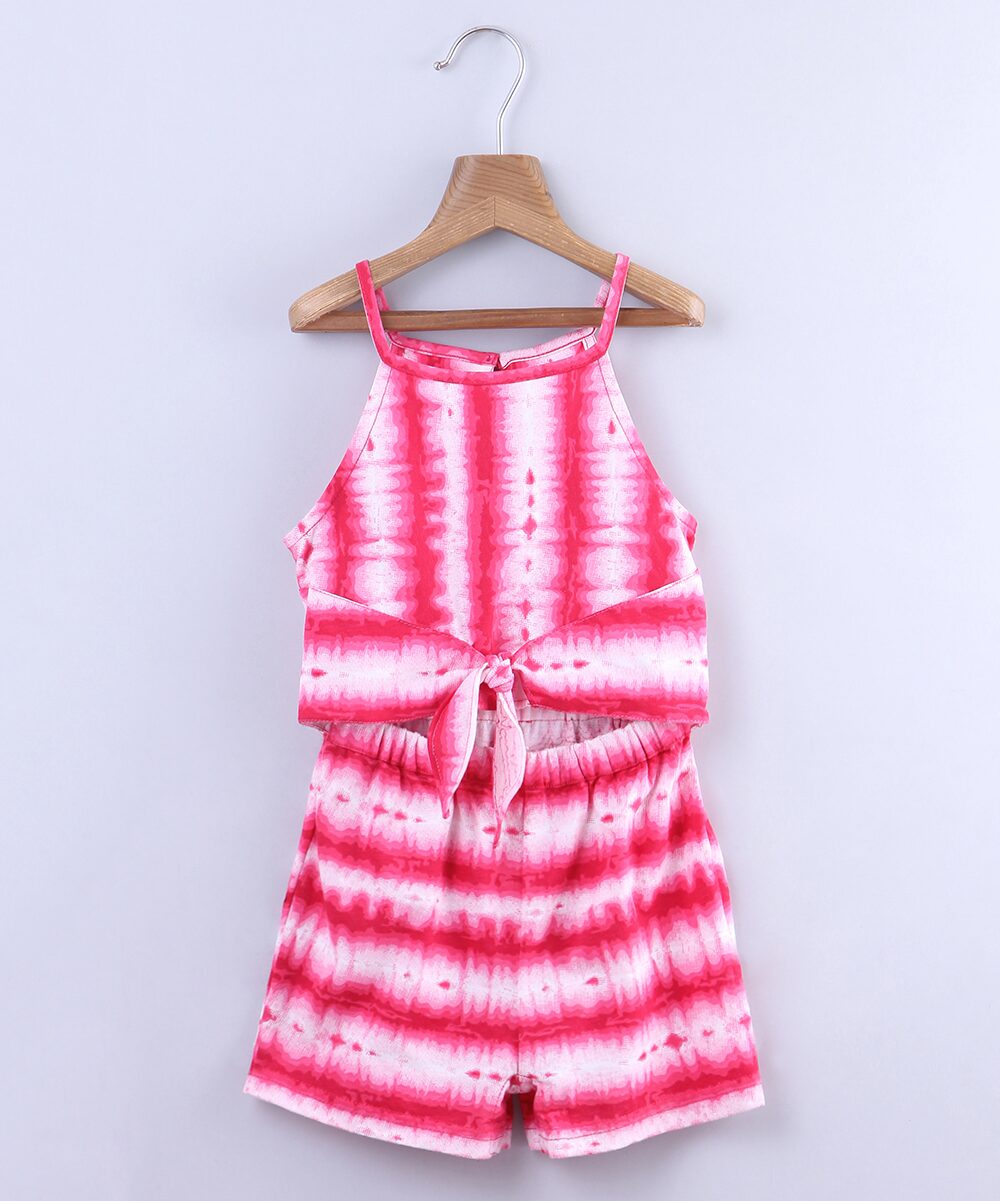 

Beebay Baby girl Cotton Tie dye Jumpsuit - Pink