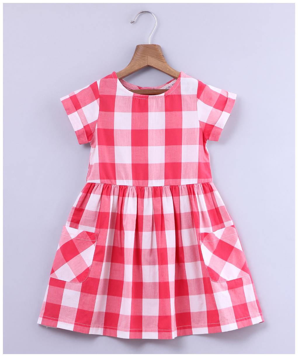 

Beebay Baby girl Cotton Checked Princess frock - Red