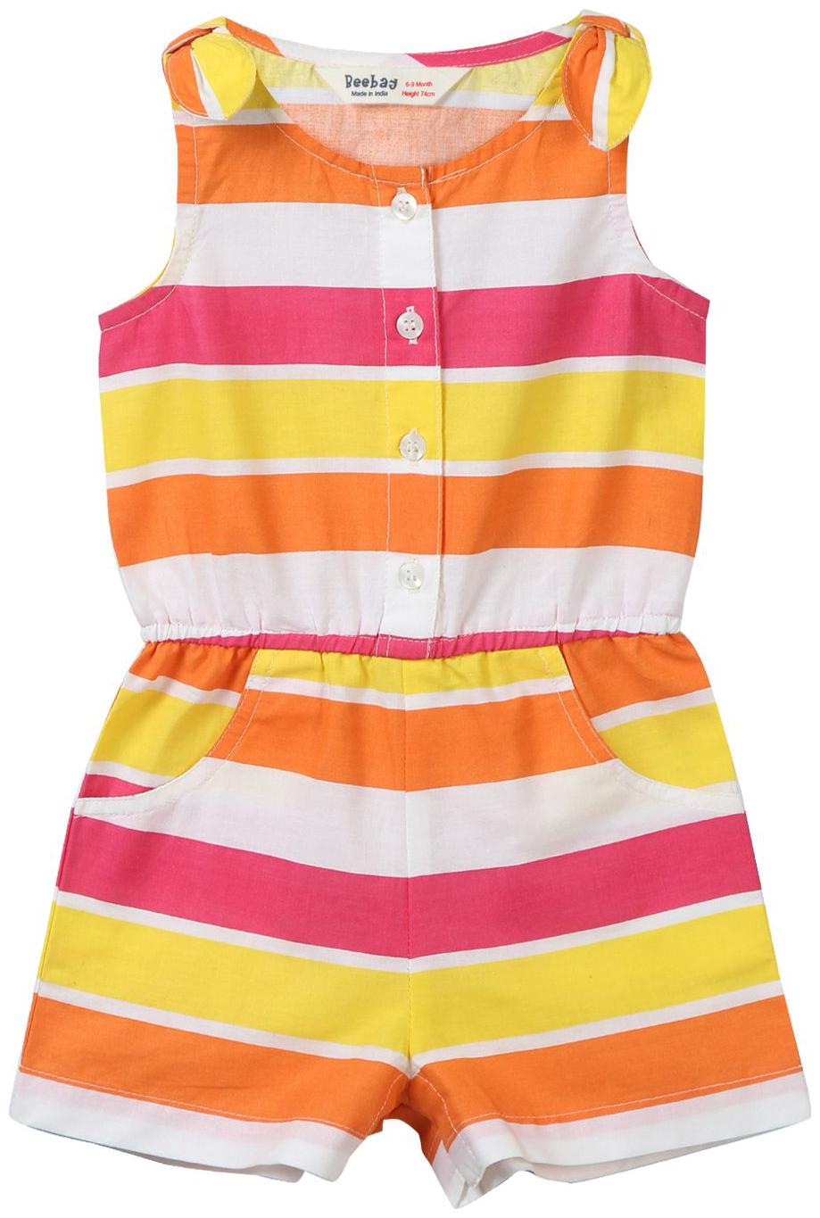 

Beebay Baby girl Cotton Striped Jumpsuit - Multi