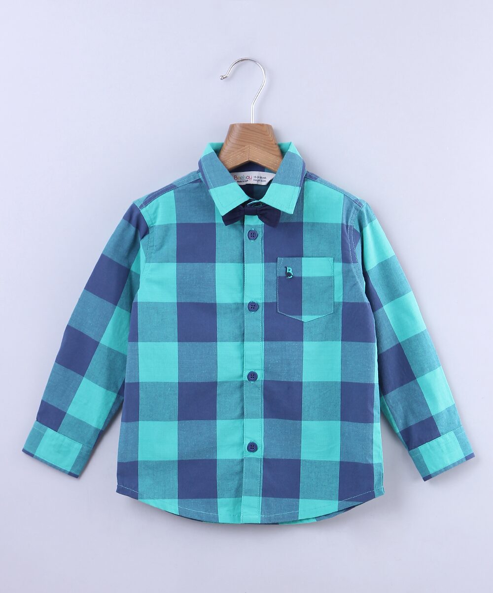 

Beebay Cotton Checked Shirt for Baby Boy - Green