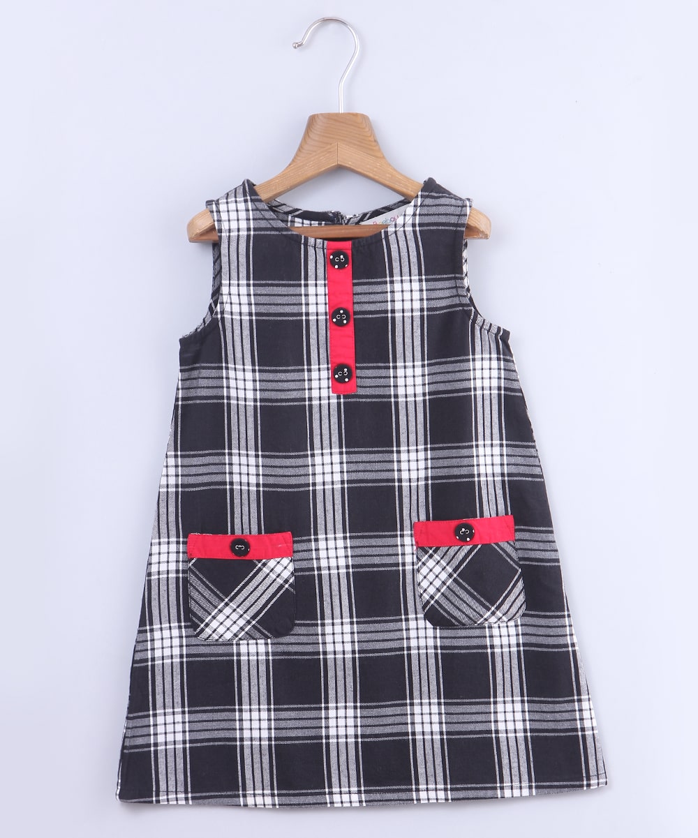 

Beebay Baby girl Cotton Checked Princess frock - Black