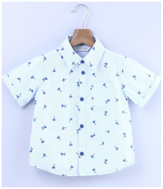 Beebay Boy Cotton Printed Shirt Blue