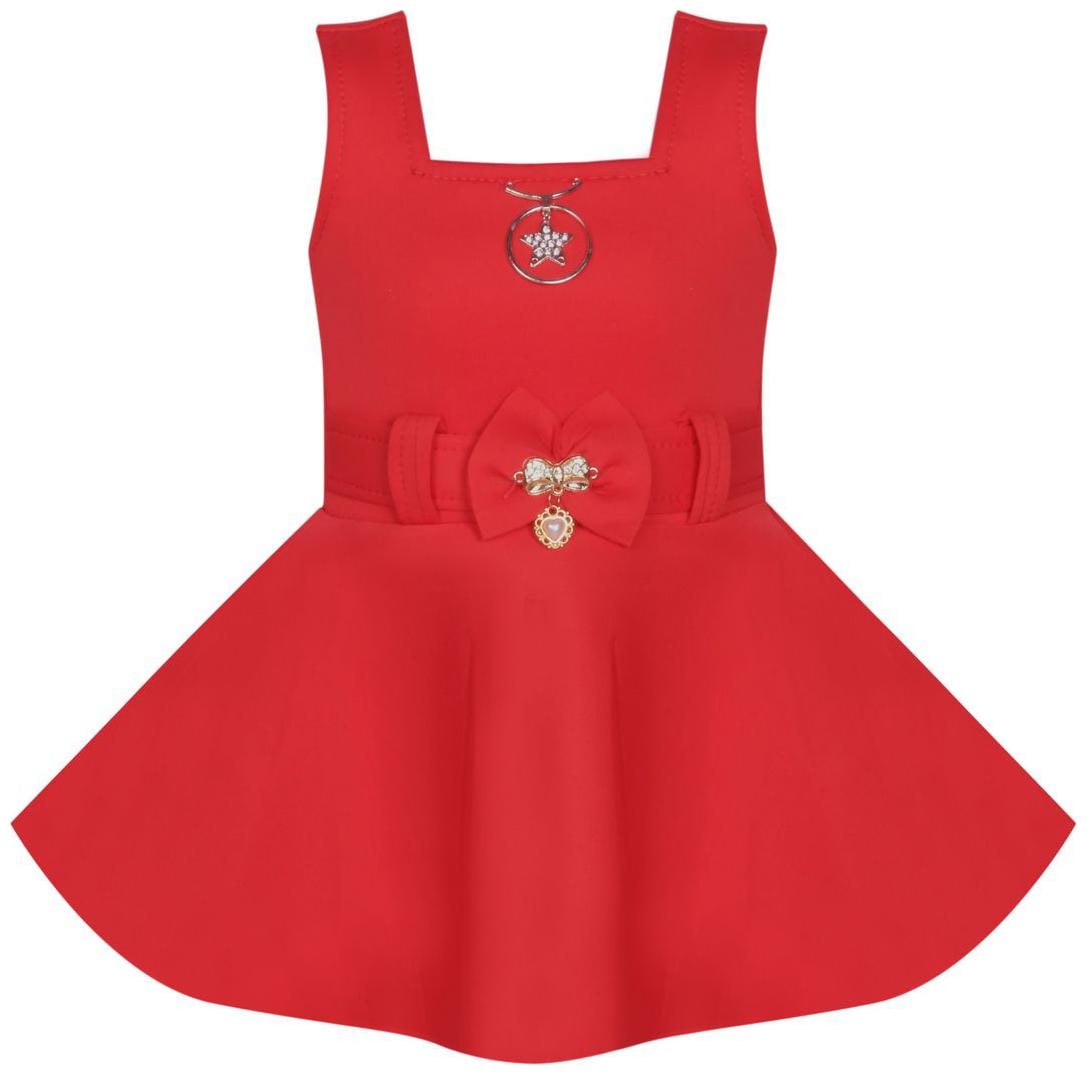 

Benkils Cute Fashion Baby Girl s Soft Skuba Party Wear Red Frock Dress