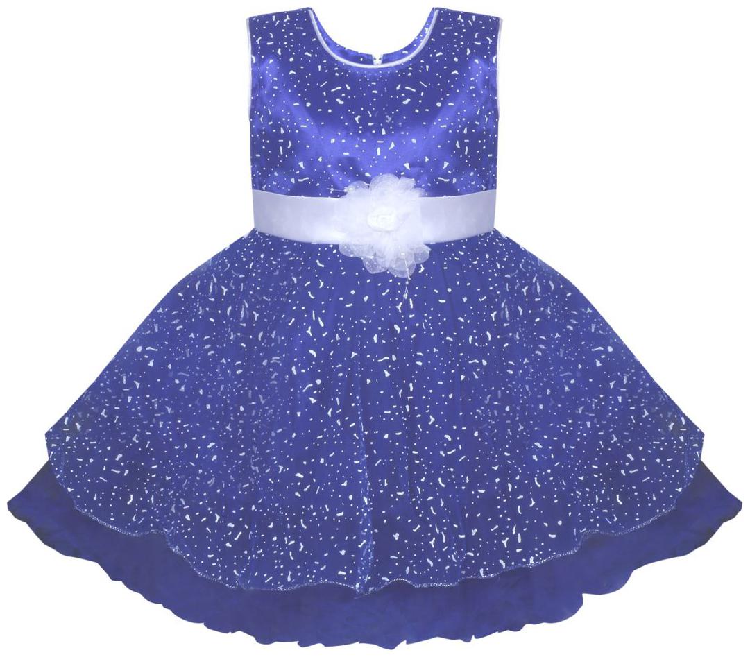 

BENKILS Blue Silk Sleeveless Above Knee Princess Frock ( Pack of 1 )