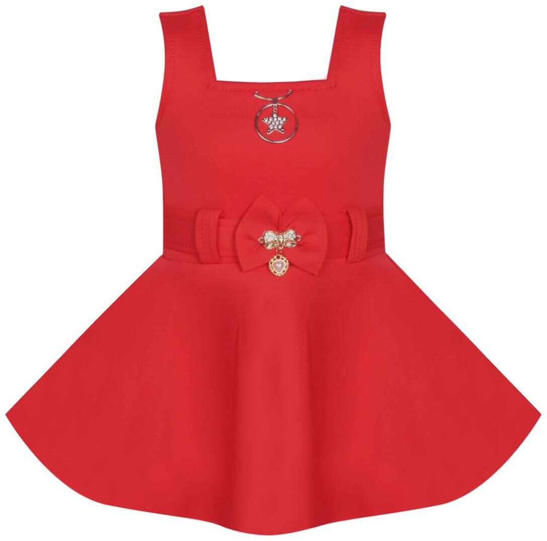 

Benkils Cute Fashion Baby Girl s Soft Skuba Party Wear Red Frock Dress