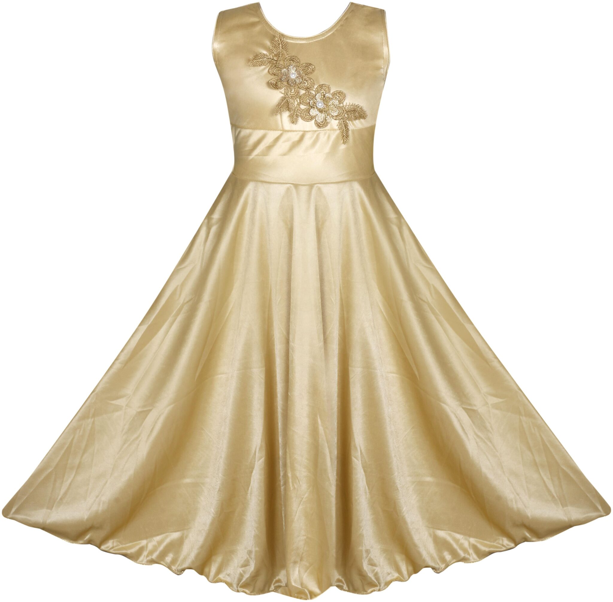

BENKILS Satin Embellished Sleeveless Gown - Gold