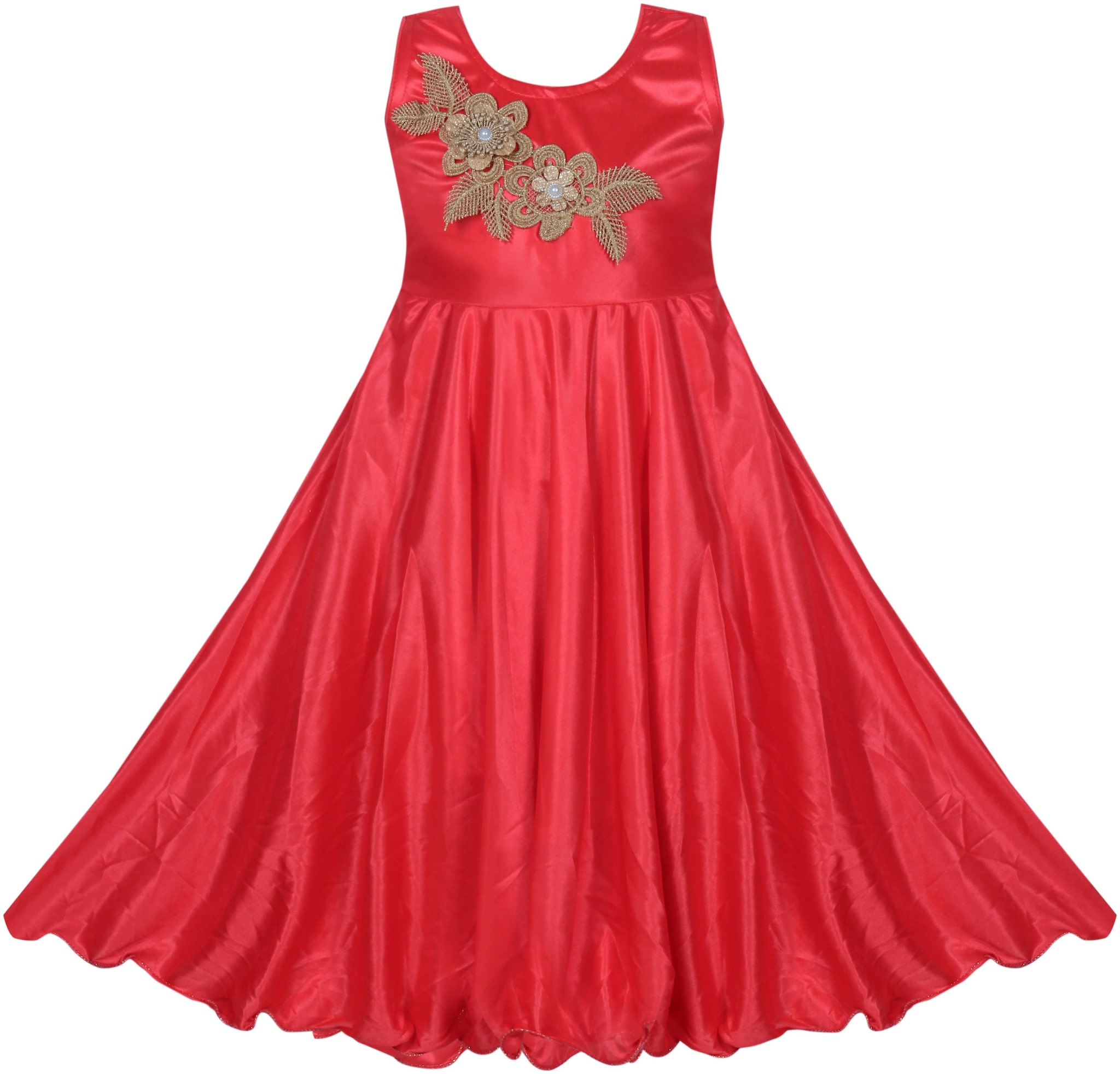 

BENKILS Satin Embellished Sleeveless Gown - Red
