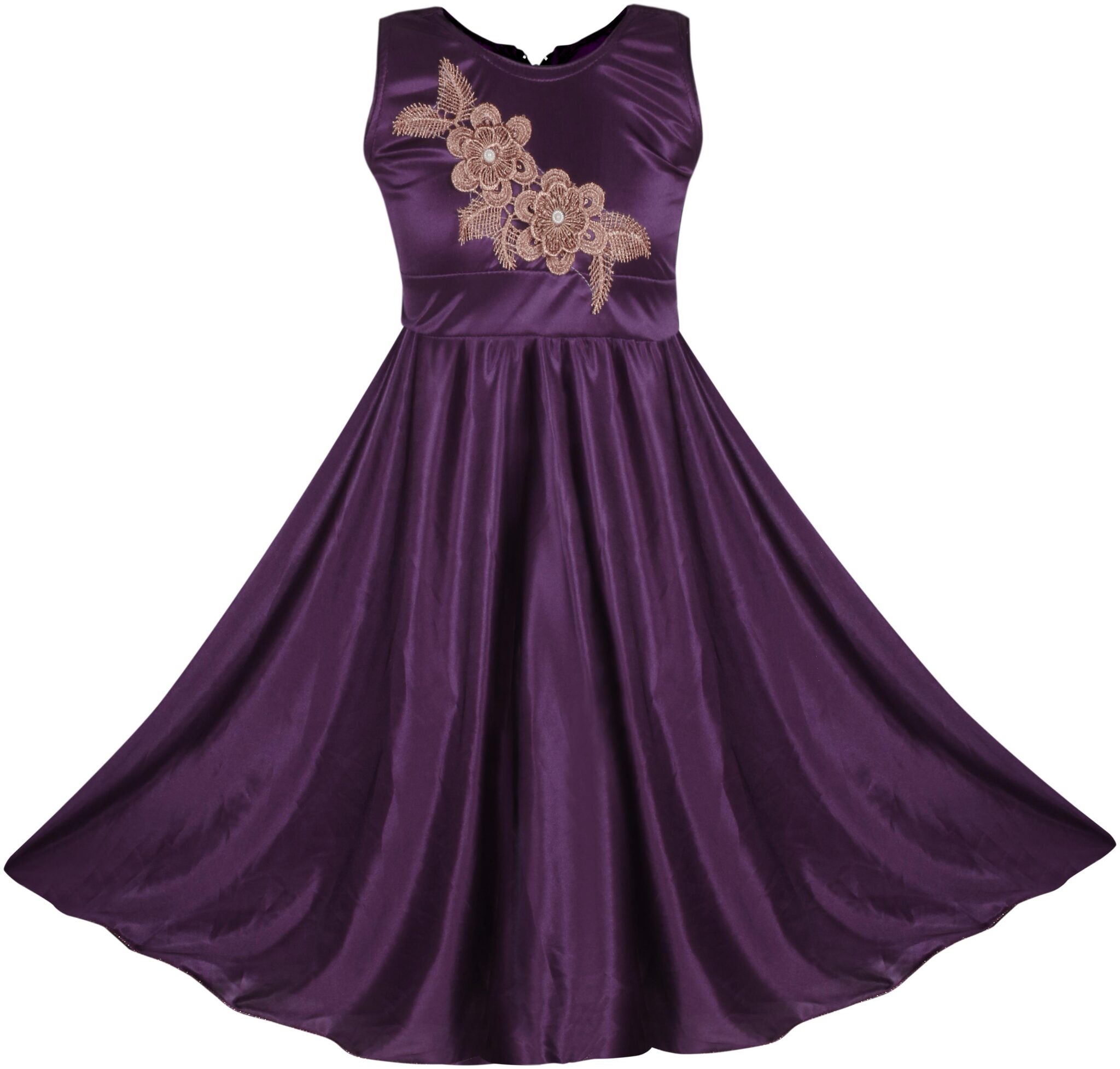 

BENKILS Satin Embellished Sleeveless Gown - Purple
