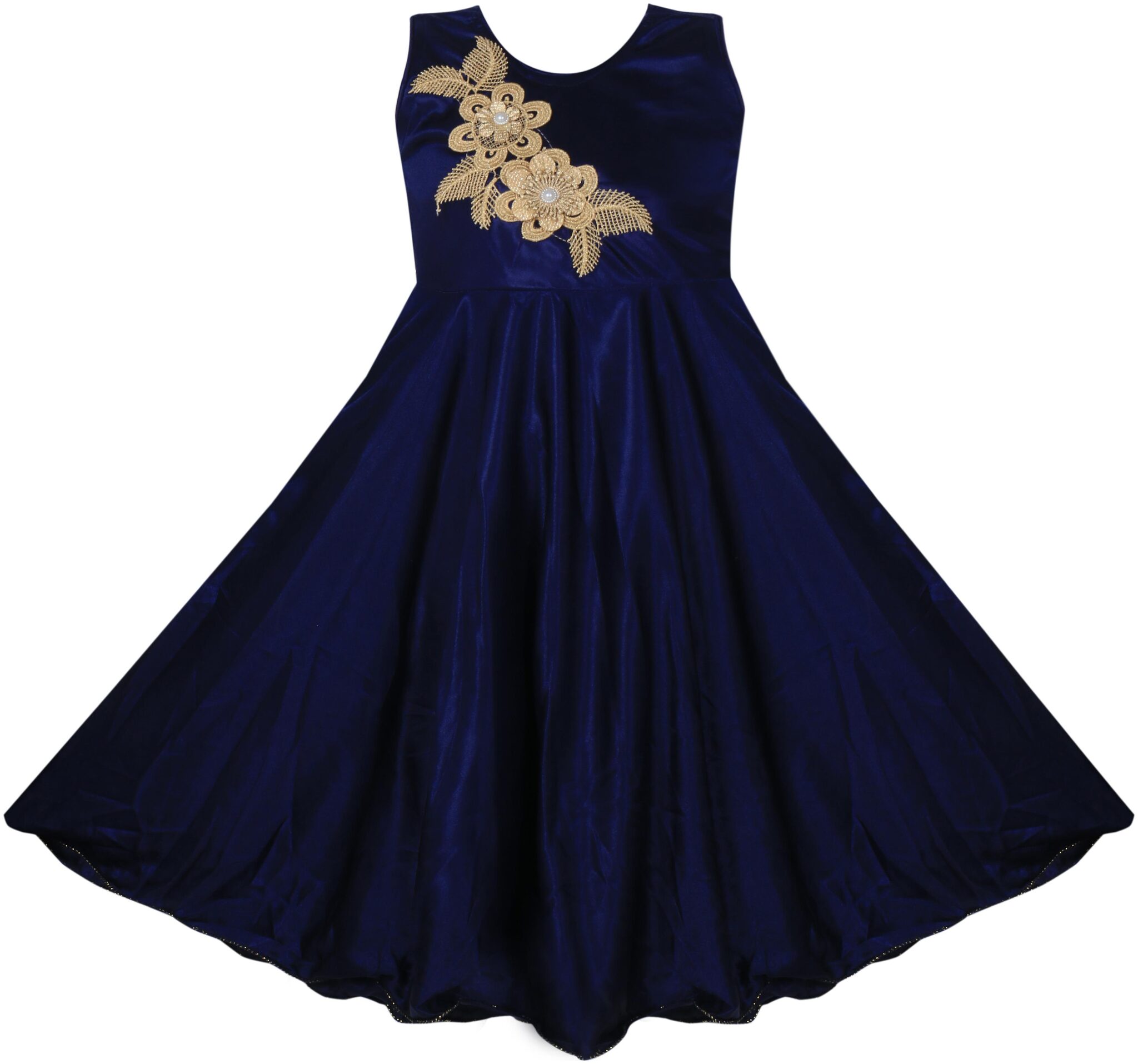 

BENKILS Satin Embellished Sleeveless Gown - Blue