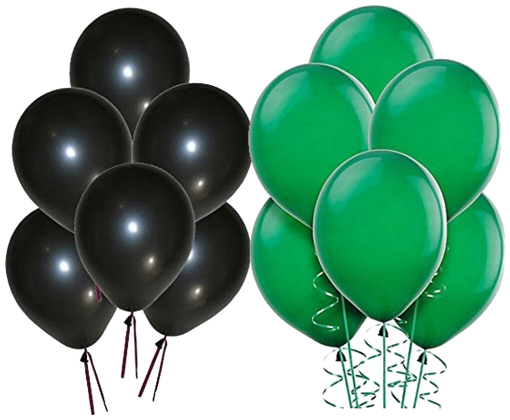 

BIG Size Metallic Balloons 12 inch (Black Green Pack of 50) FREE Banner