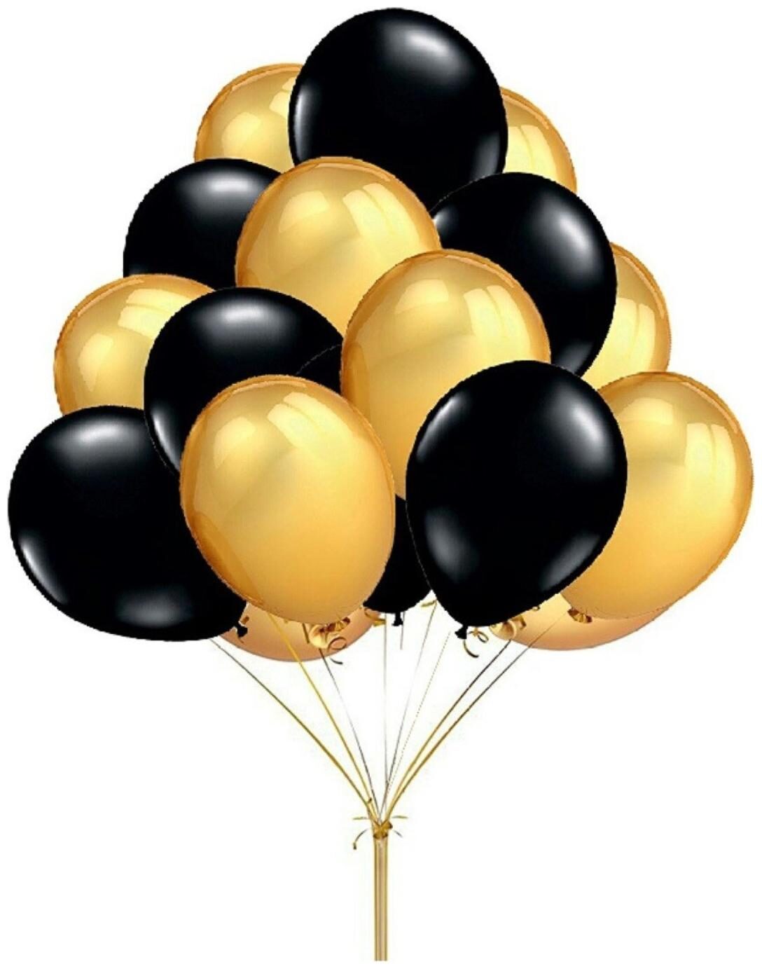 

BIG Size Metallic Balloons 12 inch (Black Gold Pack of 100) FREE Banner