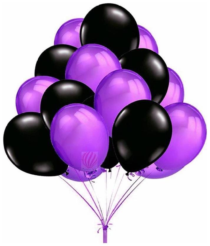 

BIG Size Metallic Balloons 12 inch (Purple Black Pack of 50) FREE Banner