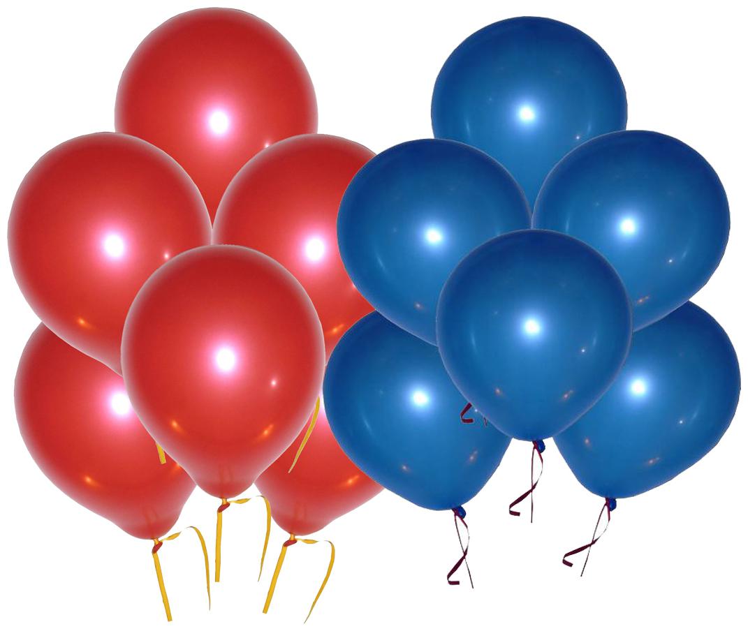 

BIG Size Metallic Balloons 12 inch (Red Blue Pack of 100) FREE Banner
